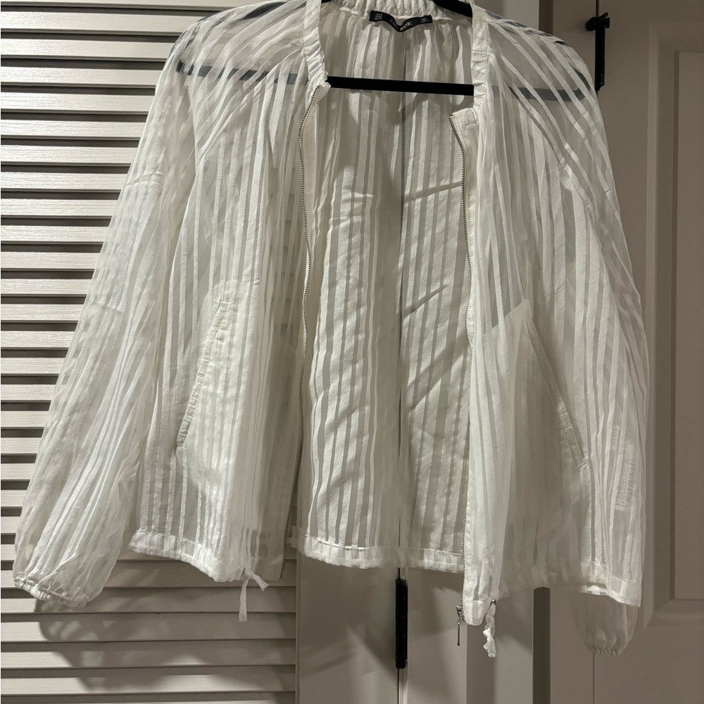 Zara Basic White Sheer Blouse